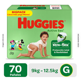 Pañal Huggies Active Sec Xpad Big Talla G  70 unid