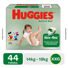 Pañal Huggies Active Sec Xpad Talla XXG 44 unid