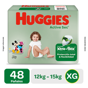 Pañal Huggies Active Sec Xpad Talla XG 48 unid